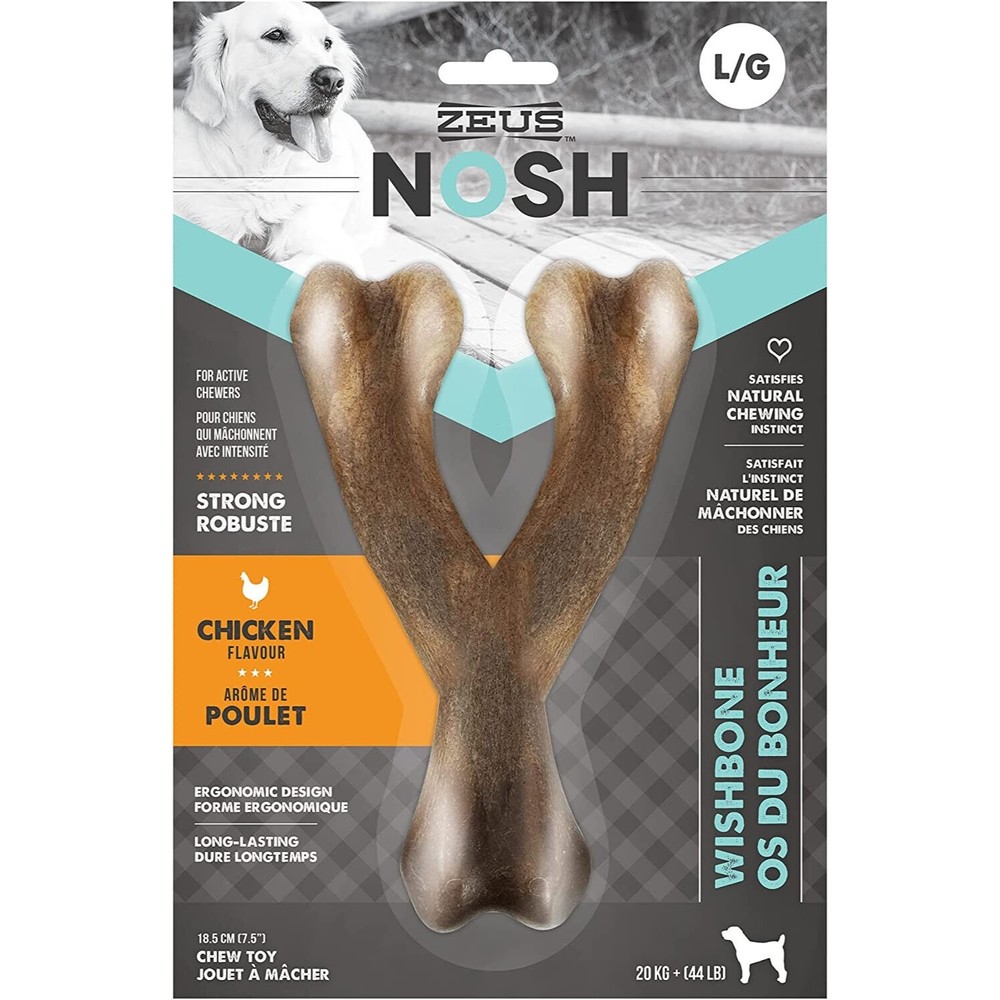 ZEUS Nosh Strong Wishbone chew Toys Large Dogs Active Chewers Chicken Flavor